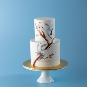 
                  
                    Load image into Gallery viewer, &amp;quot;Takeru&amp;quot; 2 Tier Minimalistic Hand Painted Crane Longevity Cake
                  
                